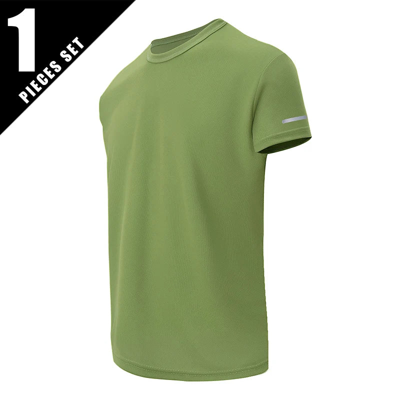 Running T-shirt Reflective Short Sleeve Ice Silk Quick Drying Summer Thin Breathable Fitness Tees Shirt Sportswear Sportsshirt