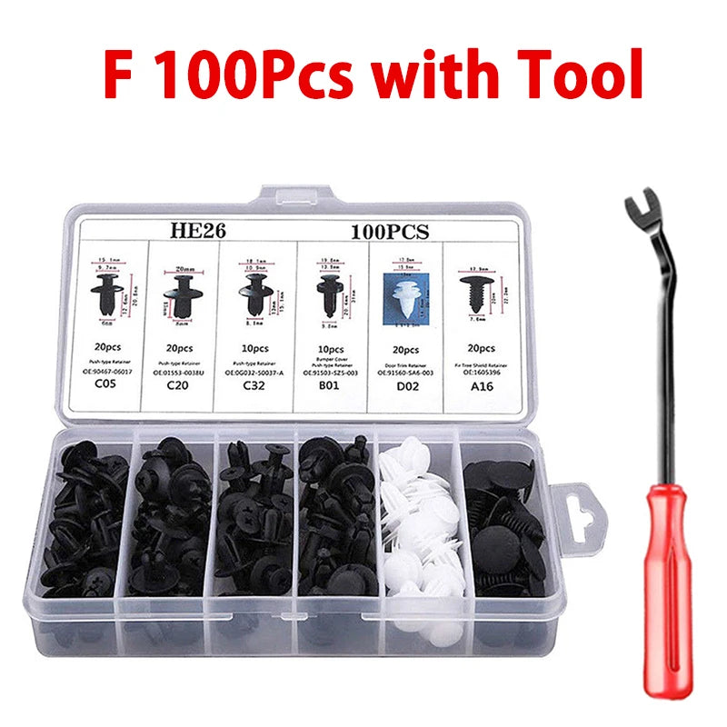 415/100/50 Pcs Universal Car Bumper Retainer Clips Fender Hole Rivets Fasteners Screw Mix Size Door Trim Panel Fender Parts Tool