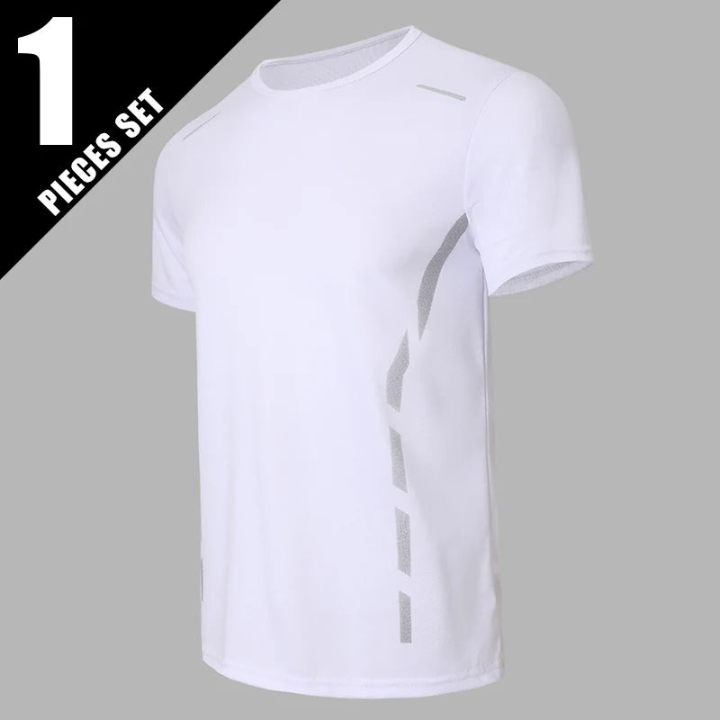Running T-shirt Reflective Short Sleeve Ice Silk Quick Drying Summer Thin Breathable Fitness Tees Shirt Sportswear Sportsshirt