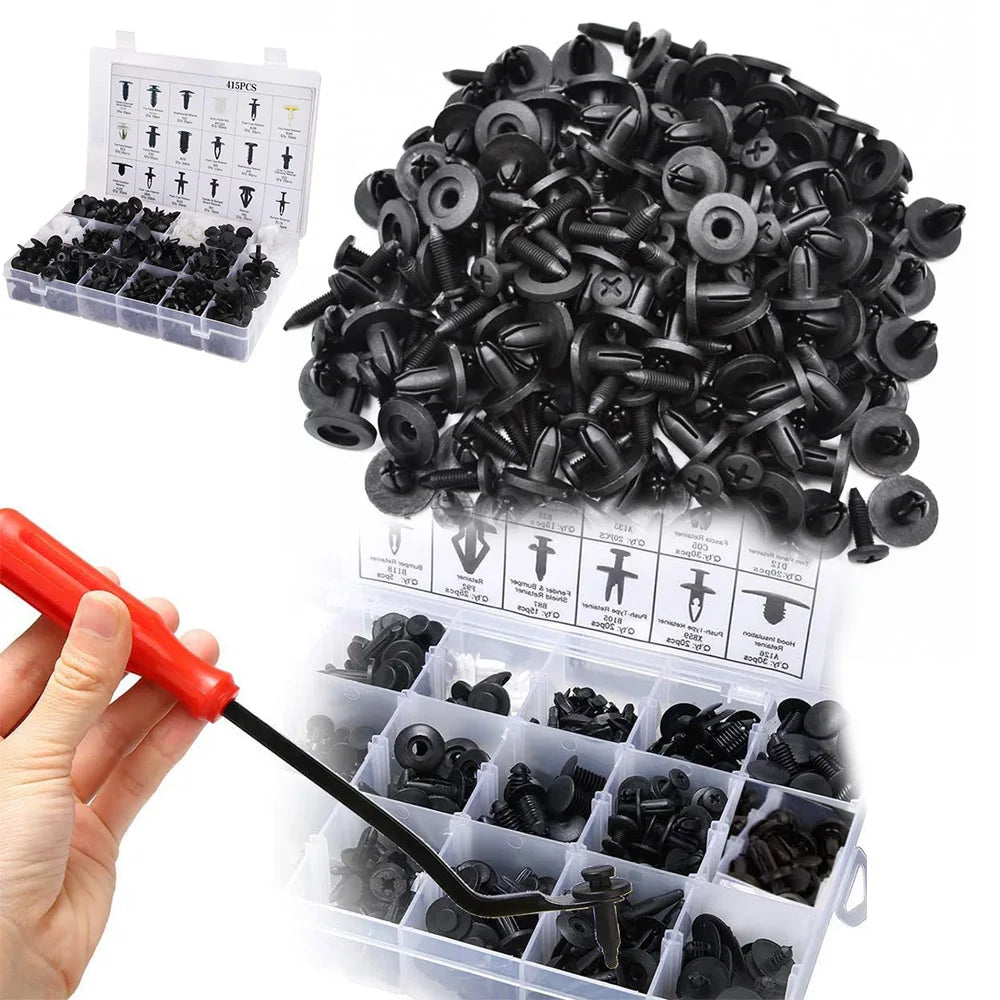 415/100/50 Pcs Universal Car Bumper Retainer Clips Fender Hole Rivets Fasteners Screw Mix Size Door Trim Panel Fender Parts Tool