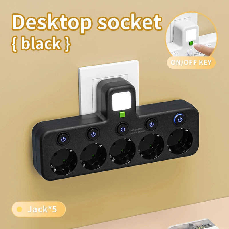 EU plug and socket, 4-pole socket, multifunctional wall plug, with or without extension cords or USB and Type-C interfaces