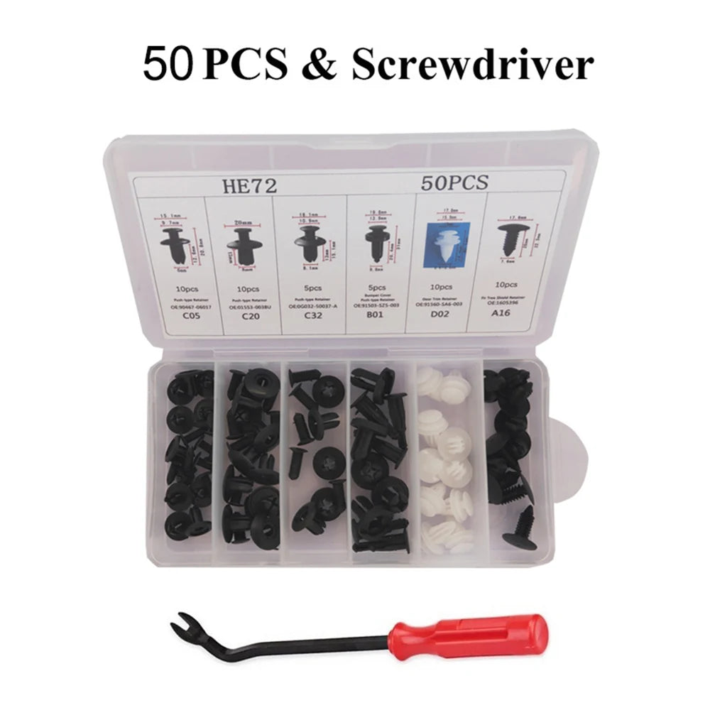 Auto Fastener Clip Mixed Car Body Push Retainer Pin Rivet Bumper Door Trim Panel Fastener Kit Car Clip 100/50 Box /Bag packaging