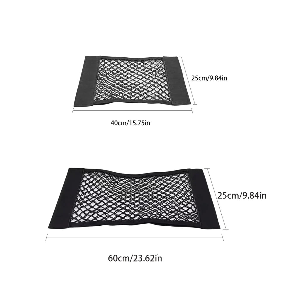 Car Back Rear Mesh Trunk Seat Elastic String Net Magic Sticker Universal Storage Bag Pocket Cage Auto Organizer Seat Back Bag
