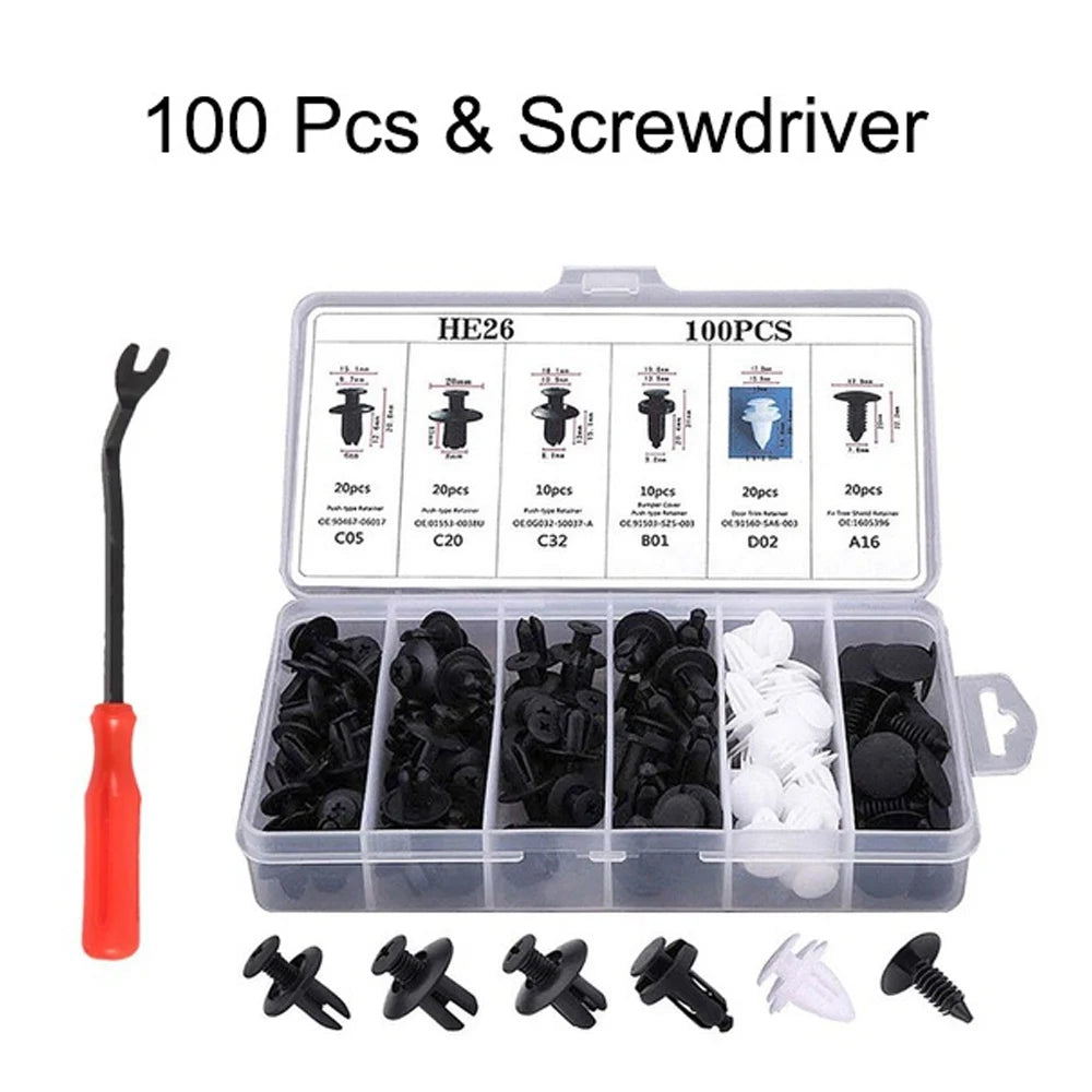 415/100/50 Pcs Universal Car Bumper Retainer Clips Fender Hole Rivets Fasteners Screw Mix Size Door Trim Panel Fender Parts Tool