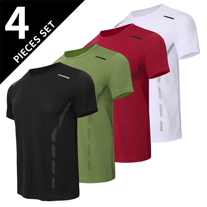 Running T-shirt Reflective Short Sleeve Ice Silk Quick Drying Summer Thin Breathable Fitness Tees Shirt Sportswear Sportsshirt