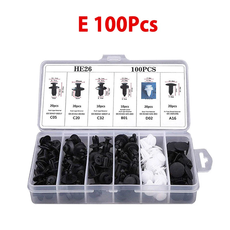 415/100/50 Pcs Universal Car Bumper Retainer Clips Fender Hole Rivets Fasteners Screw Mix Size Door Trim Panel Fender Parts Tool