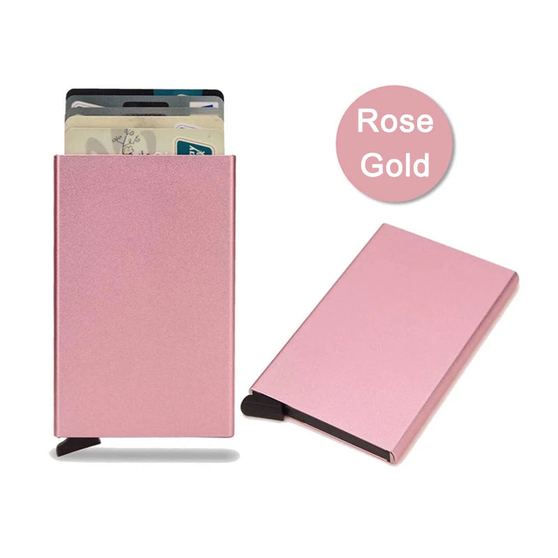 HOMEFISH Portable Metal Card Holder, Slim Mini Wallet, Simple Coin Purse for Men and Women