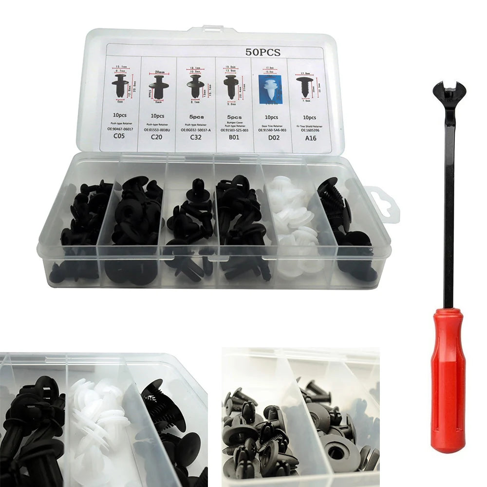 415/100/50 Pcs Universal Car Bumper Retainer Clips Fender Hole Rivets Fasteners Screw Mix Size Door Trim Panel Fender Parts Tool