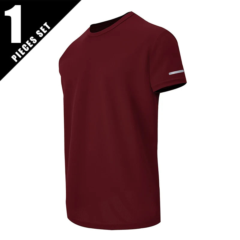 Running T-shirt Reflective Short Sleeve Ice Silk Quick Drying Summer Thin Breathable Fitness Tees Shirt Sportswear Sportsshirt