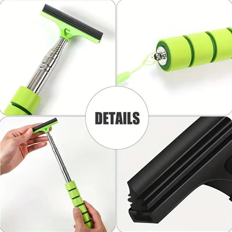 Car Rearview Mirror Wiper Telescopic Handle Car Rearview Mirror Wiper Durable Stainless Auto Glass Cleaning Tools Cleaning Brush
