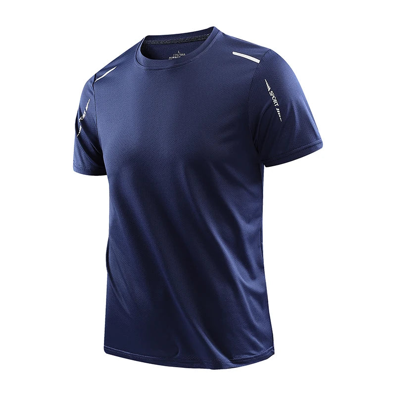 Running T-shirt Reflective Short Sleeve Ice Silk Quick Drying Summer Thin Breathable Fitness Tees Shirt Sportswear Sportsshirt