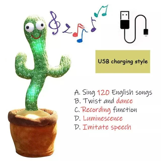 1pc Dancing Cactus Toy,Repeat Talking ,Song Speaker Wriggle Dancing Sing Talk, Plushie Stuffed ,Interaction and Decoration
