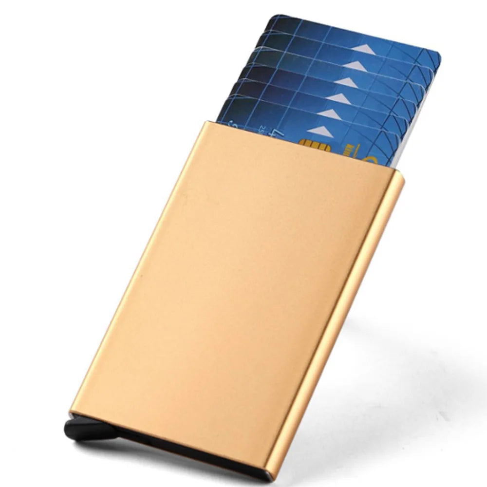 HOMEFISH Portable Metal Card Holder, Slim Mini Wallet, Simple Coin Purse for Men and Women
