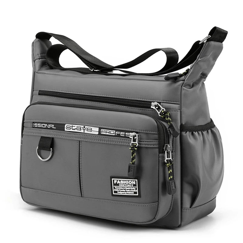 Men's business single-shoulder bag, suitable for business trips and work, made of nylon material, with a single shoulder strap.