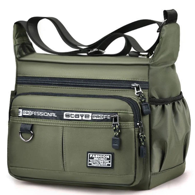 Men's business single-shoulder bag, suitable for business trips and work, made of nylon material, with a single shoulder strap.