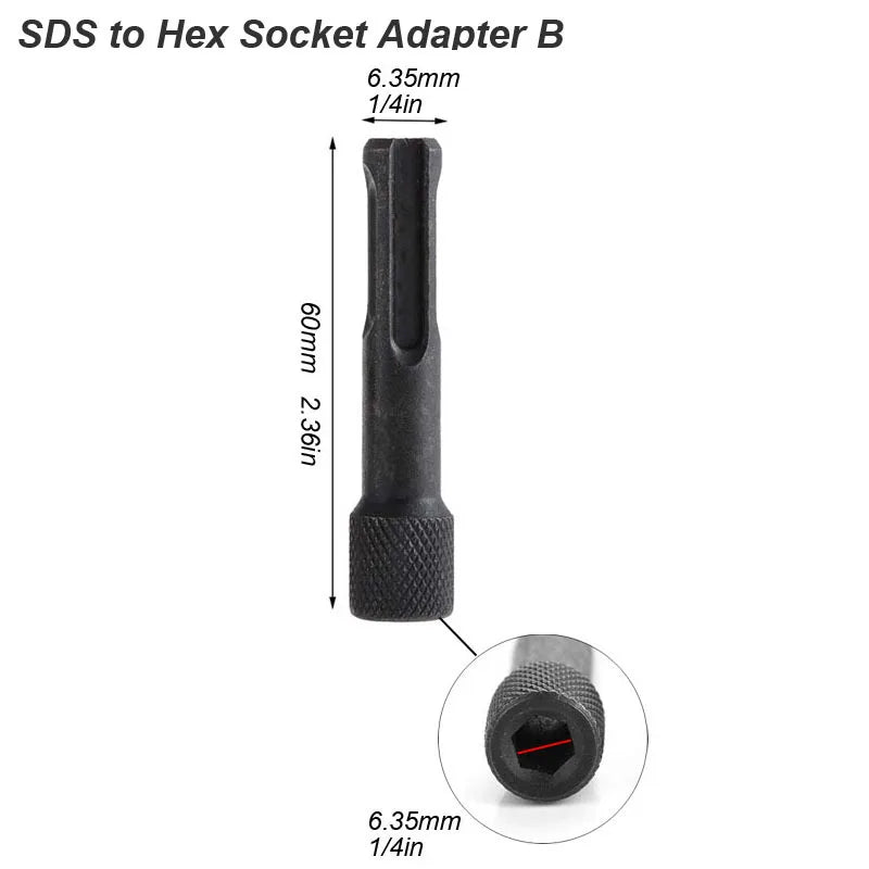 Clearance_Electric Hammer Adapter Power Drill Screwdriver Converter SDS Plus Convert to 1/4 Hex Shank Magnetic Socket Nut Impact