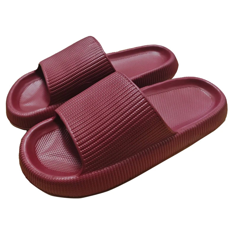 EVA Beach Slippers Thick Sole 4cm Cloud-Like Comfort Home Use Couple Height Increasing Indoor Solid Color Summer Sandals