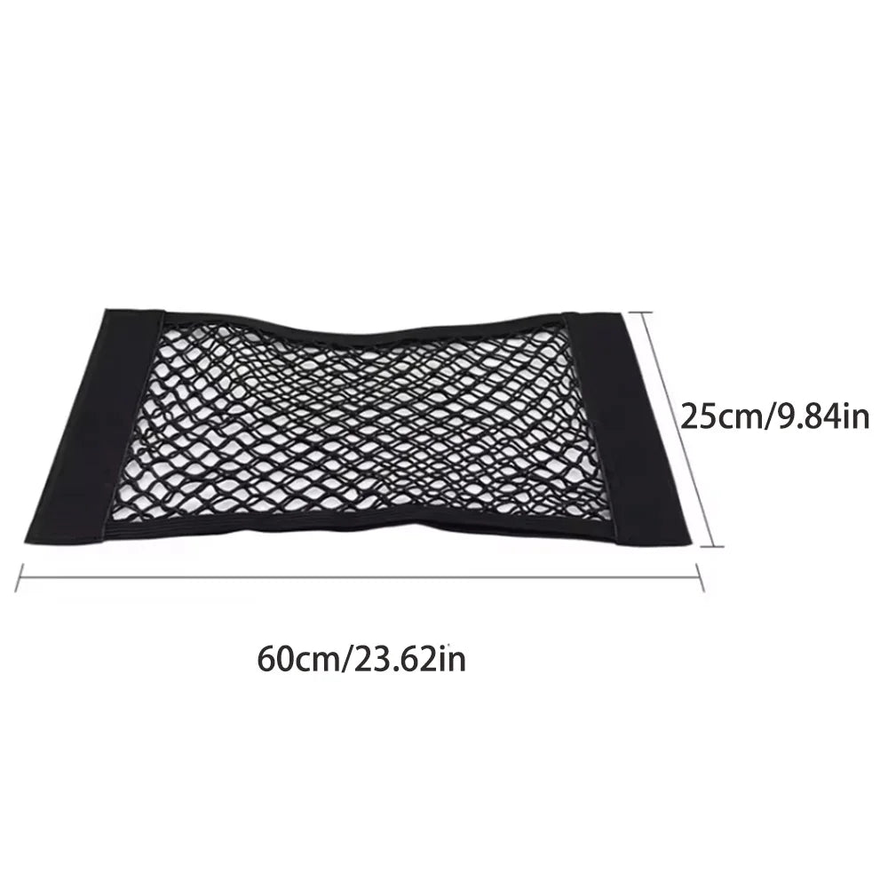 Car Back Rear Mesh Trunk Seat Elastic String Net Magic Sticker Universal Storage Bag Pocket Cage Auto Organizer Seat Back Bag