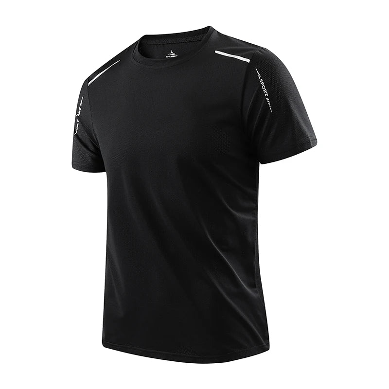 Running T-shirt Reflective Short Sleeve Ice Silk Quick Drying Summer Thin Breathable Fitness Tees Shirt Sportswear Sportsshirt