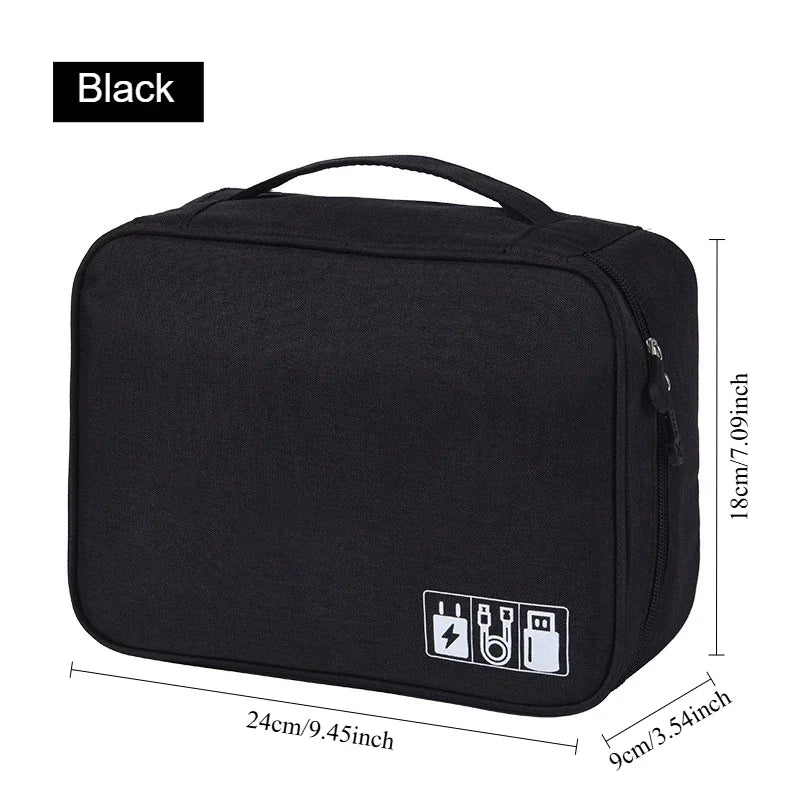 Rolling Zippered Organizer Bag - Durable, Large Capacity with Telescoping Handle & Smooth Wheels, Ideal for Cables & More