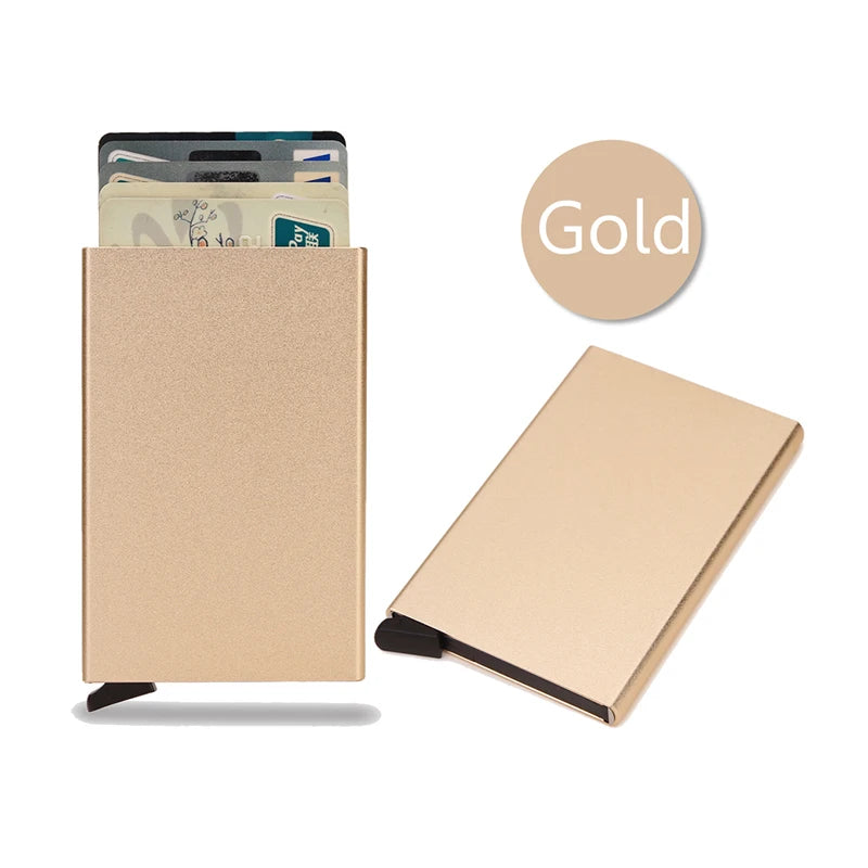 HOMEFISH Portable Metal Card Holder, Slim Mini Wallet, Simple Coin Purse for Men and Women
