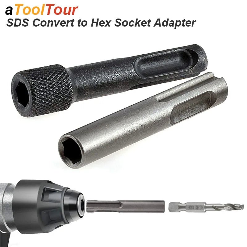 Clearance_Electric Hammer Adapter Power Drill Screwdriver Converter SDS Plus Convert to 1/4 Hex Shank Magnetic Socket Nut Impact
