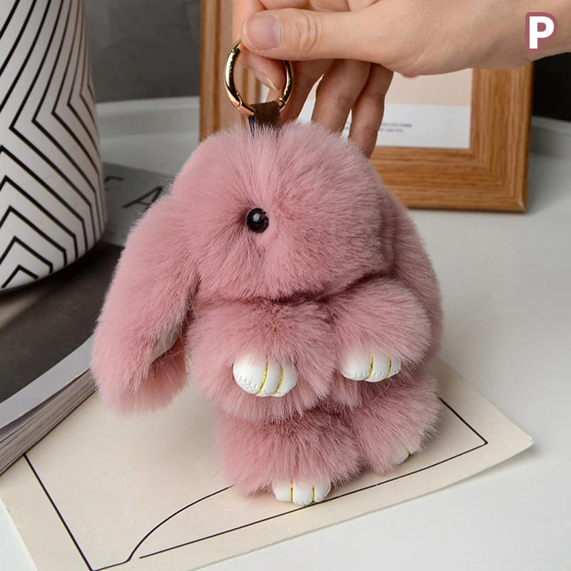 15cm Women's Rabbit Fur Keychain Bag Car Pendant Jewelry Decoration Fashionable Accessory for Bags And Gifts
