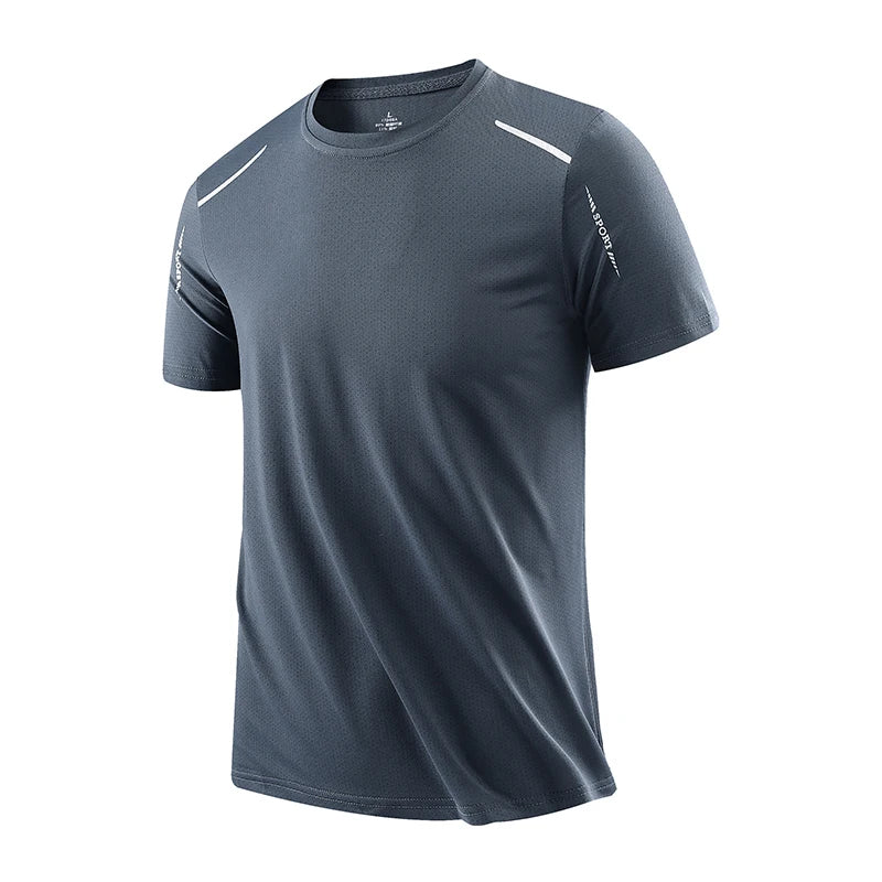 Running T-shirt Reflective Short Sleeve Ice Silk Quick Drying Summer Thin Breathable Fitness Tees Shirt Sportswear Sportsshirt
