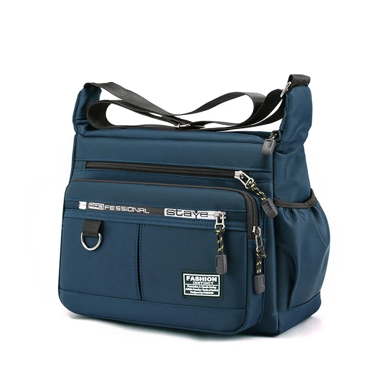 Men's business single-shoulder bag, suitable for business trips and work, made of nylon material, with a single shoulder strap.