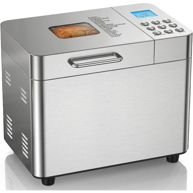 2LB Bread Maker Machine, 17 In 1 Automatic Stainless Steel Bread Machine, Non-stick, Beginner-Friendly Controls, 15 Hour Timer