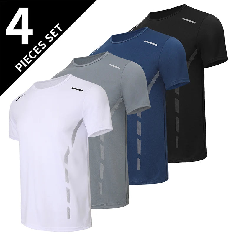 Running T-shirt Reflective Short Sleeve Ice Silk Quick Drying Summer Thin Breathable Fitness Tees Shirt Sportswear Sportsshirt