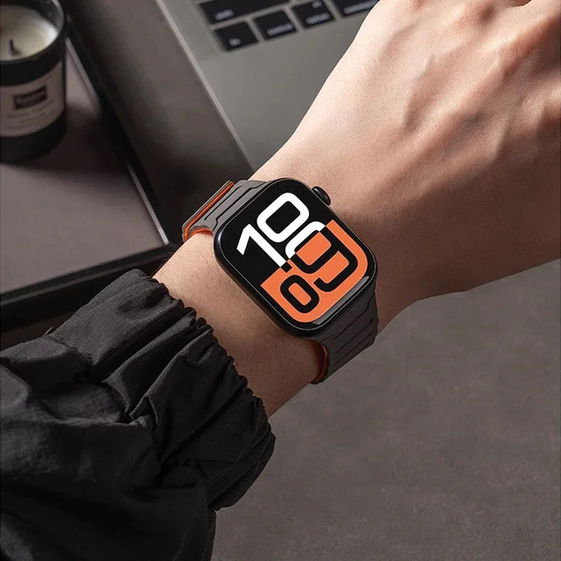 Magnetic Strap For Apple Watch Bands 46mm 42mm 49mm 45mm 44mm 41 Silicone Sport Bracelet iWatch Series ultra3 11 10 9 8 7 6 5 SE