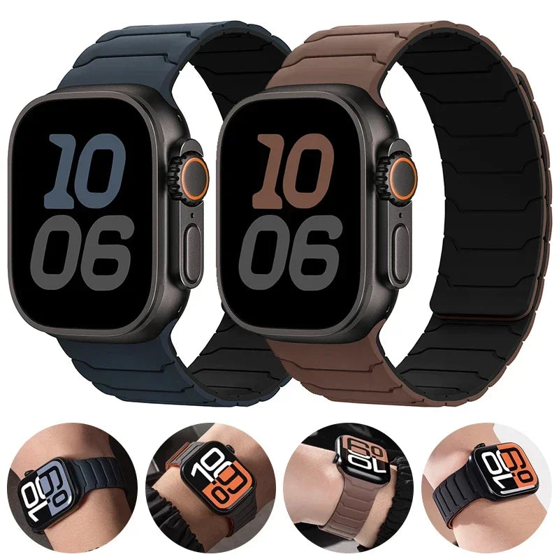 Magnetic Strap For Apple Watch Bands 46mm 42mm 49mm 45mm 44mm 41 Silicone Sport Bracelet iWatch Series ultra3 11 10 9 8 7 6 5 SE