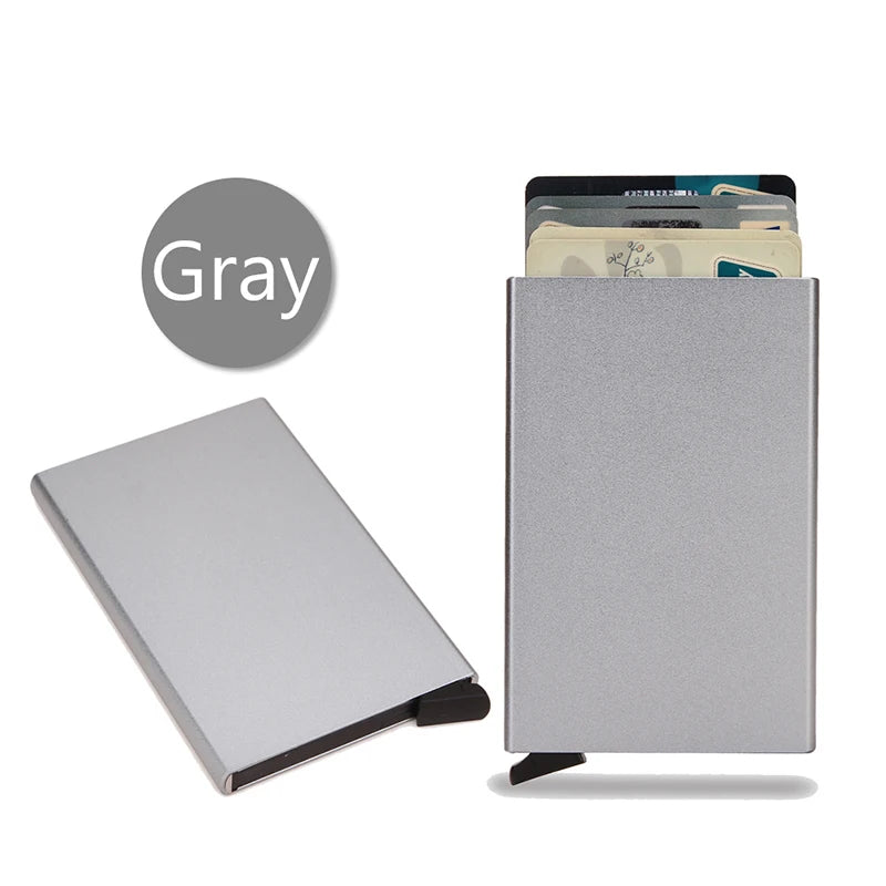 HOMEFISH Portable Metal Card Holder, Slim Mini Wallet, Simple Coin Purse for Men and Women