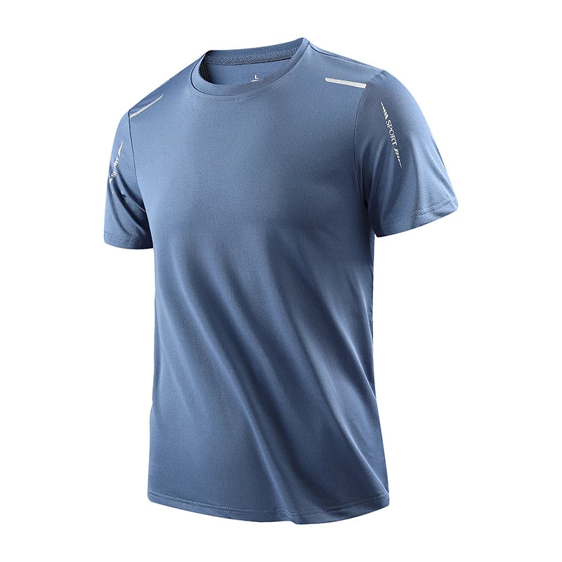 Running T-shirt Reflective Short Sleeve Ice Silk Quick Drying Summer Thin Breathable Fitness Tees Shirt Sportswear Sportsshirt