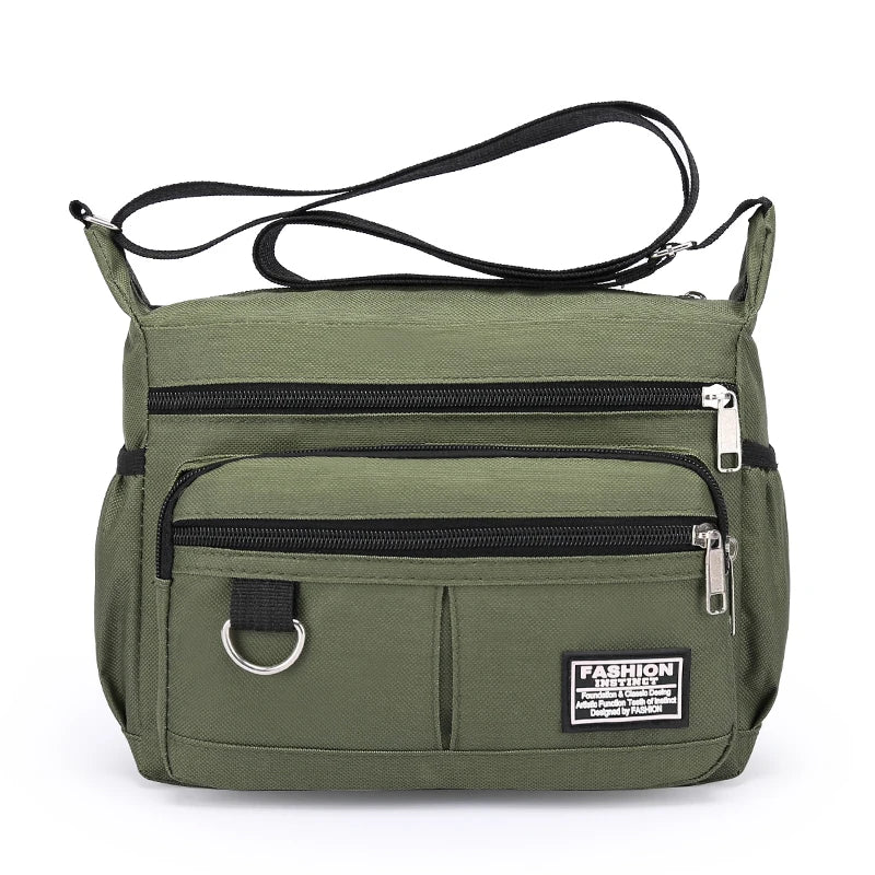 Men's business single-shoulder bag, suitable for business trips and work, made of nylon material, with a single shoulder strap.