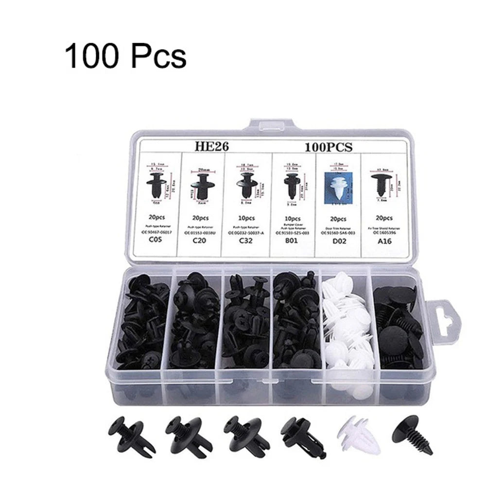 415/100/50 Pcs Universal Car Bumper Retainer Clips Fender Hole Rivets Fasteners Screw Mix Size Door Trim Panel Fender Parts Tool