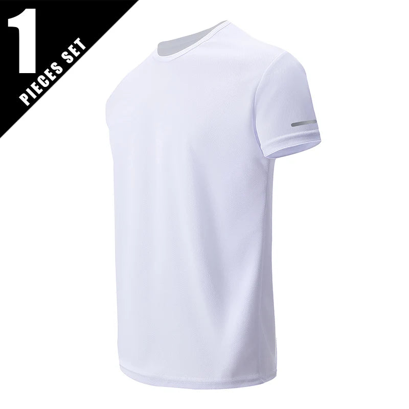 Running T-shirt Reflective Short Sleeve Ice Silk Quick Drying Summer Thin Breathable Fitness Tees Shirt Sportswear Sportsshirt
