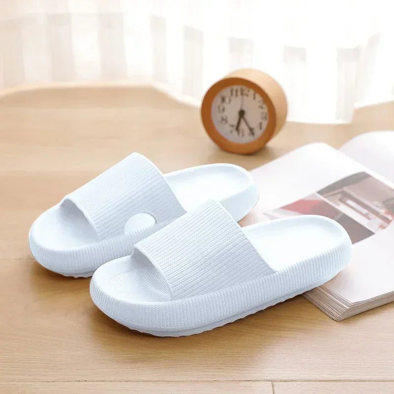 EVA Beach Slippers Thick Sole 4cm Cloud-Like Comfort Home Use Couple Height Increasing Indoor Solid Color Summer Sandals