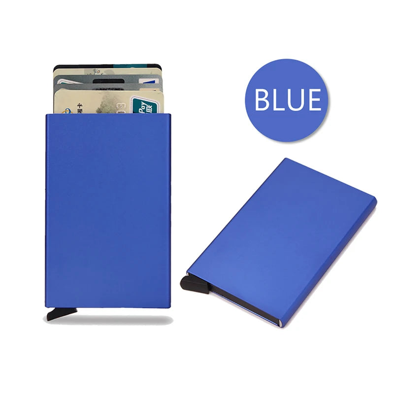 HOMEFISH Portable Metal Card Holder, Slim Mini Wallet, Simple Coin Purse for Men and Women