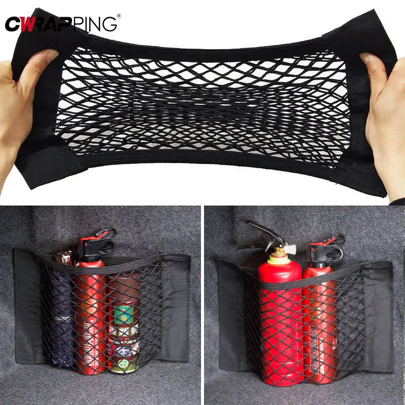 Car Trunk Storage Bag Nylon Mesh Nets Auto Back Rear Trunk Organizer Elastic String Luggage Net Holder Pocket Vehicle supplies