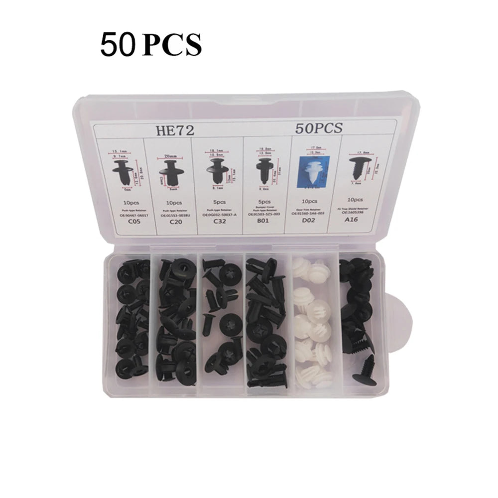 415/100/50 Pcs Universal Car Bumper Retainer Clips Fender Hole Rivets Fasteners Screw Mix Size Door Trim Panel Fender Parts Tool