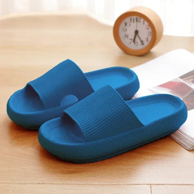 EVA Beach Slippers Thick Sole 4cm Cloud-Like Comfort Home Use Couple Height Increasing Indoor Solid Color Summer Sandals